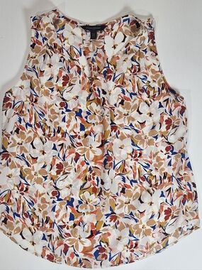 Banana Republic Womens Top XSP Cream Multicolor Floral Boho Feminine Casual